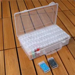 64 Grid Diamond Painting Storage Box Grid Manager Schmuck Organizer Bbox DIY Nail Art Plastikbehälter Etikett Aufkleber