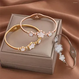 Bangle Lucky Bracelet Girl из нержавеющей стали против аллергической роскошной пяти листовых цветов