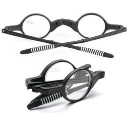 Solglasögon bärbara små fällbara läsglasögon för män kvinnor retro runda ram presbyopia glasögon med case tr90 ultra light3810614