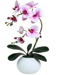 Dekorativa blommor högkvalitativa rosa orkidéer konstgjorda växter i vas falska för rum dekoration tillbehör julheminredning interiör