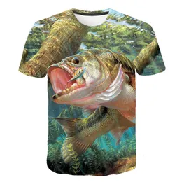 Camisetas masculinas Série de peixes da vida oceânica 3D Impressão digital no exterior lazer respirável T-shirt de tamanho europeu à venda