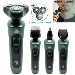 Shavers Green Smart Electric Shaver LCD Display Digital Digital Três cabeça flutuante Razor Razor USB Lavagem recarregável Faca de barba multifuncional