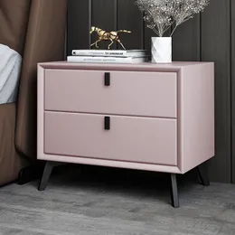 Wooded Drawer Luxury Nightstand Minimalist Simple Modern PU Leather Nordic Bedside Table Cabinet Storage Home Bedroom Furniture