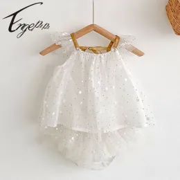 Shorts Engepapa Princess Baby Girl Suit DOT Sleeveless Top+Pp Shorts 2Pcs Set Billy Girl Girl Set Clothes Sweet Girl Abbigliamento