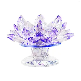 Titulares de velas Crystal Glass Lotus Tea Light Stand Stand Candlestick Feng Shui Home Dining Room Party Decoration
