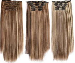 6pcslot Clip in Staright Hair Webe Blonde Schwarze Farbe 8 6 4inch Synthetische Haarextensionen 9336225