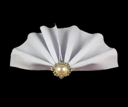 Nidalee Pearl Metal Gold Silver Servettringar Ringar Blomma för bulkbröllop Blue Kitchen Holder Bankett Diamant Decor 12pcs1617219482710