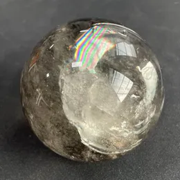 Dekorativa figurer 226G Natural Stone Smoky Crystal Ball Polished Clear Quartz Rainbow Sphere Reiki Healing Presentrum Dekor Fengshui Y743