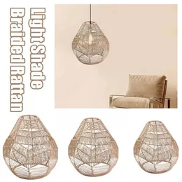 Kerzenhalter Anhänger Lampen Schattenpapier Seil Rattan Boho handgewebtes Lampenschatten Wohnkultur Weiden LED Innenbeleuchtung Dekoration O7N0