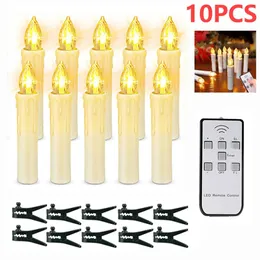 LED Candles With Flashing Flames Battery Operated Christmas Tree Candle Timer Remote Control years Decoration Fake candles 240412