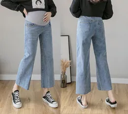Лето широкие ноги рассеянные брюки джинсовая джинсы для брюшных брюк для беременных для беременных беременность работа 9695945