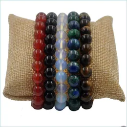 Contas de 8mm de 8 mm de pedra de pedra bracelete fenghuanglite tigre olho opal obsidian sardonyx pulseira para mulheres jóias grow deli dhgarden dhezw