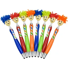 Kalemler 8pcs paspas kafa topper kalemler ekran temizleyici kalemler 3in1 Stylus kalem süvisi çocuklar için Yaratıcı Beyaz Kalem Yetişkinler Okul Ev Mağazası