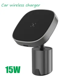 Laddare 15W bil trådlös laddare för iPhone 13 12 Pro Max Mini MacSafe Aluminium Alloy Magnetic Car Phone Charger Holder Magsafe Stand
