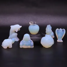 10pcs/set sintetico opalite in pietra intagliato di animali statue ornamenti di guarigione cristalli di energia gemme figurine artigianato per la casa regali 240408