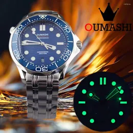 Wristwatches OUMASHI 42MM Watches NH35 Automatic For Men Mechanical Wristwatch 100m Diver Top Watch Staniless Steel