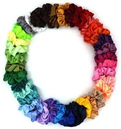 50pcs lote feminino mulheres seda scrunchies sólidos bandas de cabelo de cetim elástica meninas telhar cabelos acessórios de cabelo random color284h5715847