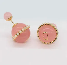 Luxury quality charm stud earring with pink color desinger have stamp box in 18k gold plated bracelet PS7704B