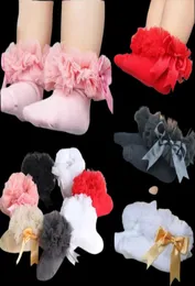 5paiys10pcs 26y Kids Tutu SOCKS Kısa Bebek Kızlar Çorap Prenses İpek Şerit Bowknot Dantel Çorap fırfır pamuk ayak bileği çorapları Pograp7501844