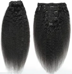 Afro perwersyjne proste włosy nieprzetworzony klip w przedłużanie włosów 120 gram Mongolijski ludzki włos