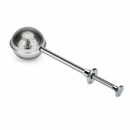 200pcs 18cm Stainless Steel Spoon Retractable Ball Shape Metal Locking Spice Tea Strainer Infuser Filter Squee LL