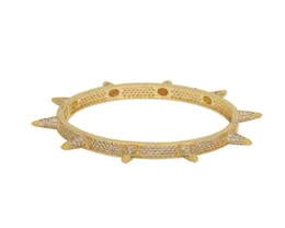 Buzlu Mikro Pave Kübik Zirkonya Perçin Bangles Erkekler Hip Hop Tam CZ Çiviler Kadınlar İçin Bling Bilezikler66076425020965