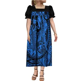 Samoa estilo étnico Tribal Mulheres roupas Mumu Polynesian Bubble Sleeve Long Dress Aceitar personalização 240412