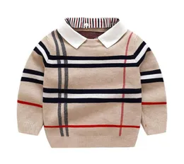 2021 Zima zimowa chłopcy sweter z dzianiny w paski Sweter Toddler Kids Długie rękawy pullover moda swetry ubrania 3313948