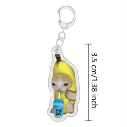 2023 Creativity Happy Banana Cat Cute Pendant Meme Keychain Student Gift Funny Resin Lanyard Small Pendant Phone Chain Jewelry