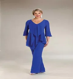 Royal Blue Pant Suits Mother of the Bride Dresses Half Sleeve Cheap Wedding Guest Dress Custom Women Outfital Outfit6357568