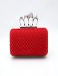 Classic DesignerType4 Red Ladies Skull Clutch Knuckle Rings Four Fingers Handbag Evening Purse Wedding bag 03918b3653752