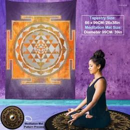 Gobeliny Sri Yantra Tobestry pionowa ściana wisząca święta geomety pogan ołtarza reiki duchowa czakra medytacja dywan jogi dywan