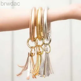 Ключевые кольца Zwpon PU кожа O Circle Tassel Bristlet Клавичная кошачка южная мода Women Key Chain Cring Bristlet держатель брелок с ключом оптом 240412