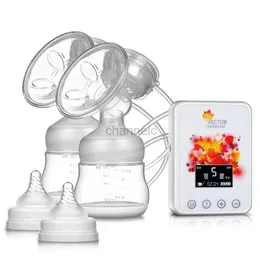 Breastpumps Double Electric Breast Pumps USB Charge Electrical Breast Pump Powerful Nipple Suction with Baby Milk Bottle BPA FREE 240413