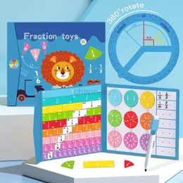 Descompressão brinquedo de brinquedos de aprendizado de brinquedos infantis fração magnética Toys de matemática Livros de fração de madeira ensinando auxílio visual kids aritmetic educacional aprendizado brinquedo 240412