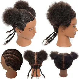 Afro Mannequin Head 100% Real Training Treinamento de cabelo Bonecas de cabelos de cabelos de cabelos para praticar cornrows e tranças 6 polegadas 240403