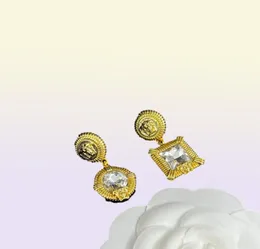 Fashion Basilisk Square Crystal Pingents Women's Bracelet Colar Stud Breathring Sets Brass Brass 18K Placing Gold Ladies Designer Jóias VE-8N12860185