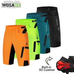 Shorts de ciclismo wosawe masculino shorts de ciclismo de bicicleta de montanha de mountain shorts 5d acolchoados