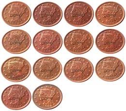 US -Münzen Full Set 18391852 14pcs verschiedene Daten für ausgewählte geflochtene Haare Große Cent 100 Kupferkopie Münzen3881523