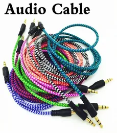 Braided o Auxiliary Cable 1m 3.5mm Wave AUX Extension Male to Male Stereo Car Nylon Cord Jack For Samsung phone PC MP3 Headphone Speaker7344673