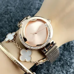 ブランドリストは女性の女の子クリスタルスタイルメタルスチールバンドQuartz ClockGU 32272S