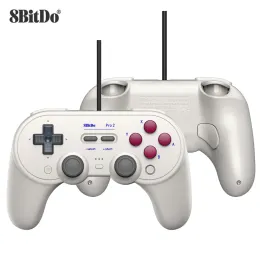 Gamepads 8bitdo Pro 2 controlador com fio USB gamepad com joystick para nitendo switch OLED PC NS Acessórios de jogos
