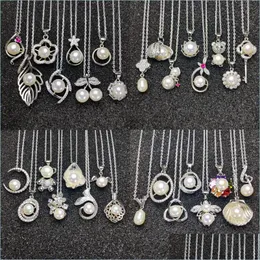 Collane a ciondolo 4 Set Pearl for Female Girl 925 Sier Necklace 7-9mm Obcate White Wedding Christmas Christmas Box Deliping Delivery Delivery Gioieri P DHP91