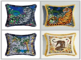 Luxury Tiger Leopard Cushion Cover fördubblar djur Skriv ut sammetkudde täcker europeisk styl soffa dekorativ kast kuddfodral 9127822