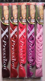 Xpression плетение волос Синтетические волосы плетение джамбо косы Ultra Braids Extension Cheveux 82 -дюймовые волосы вязания крючком 165 грамм Singl4415169