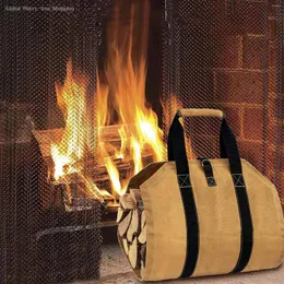 Storage Bags Firewood Bag Canvas Outdoor Camping Wood Log Carrier Package Tote Home Fireplace Supplies EL