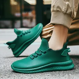 Green Leather Running Shoes: Non-Slip, Ultralight Mens Sneakers
