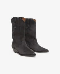 Fashion Designer Isabel Paris Marant Duerto Boots Black Calfskin Leather Suede8520958