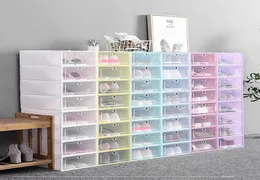 Verdicken Sie klare Plastikschuhkartons Staubdes Schuhspeicherbox Flip Transparent Schuhkartons Süßigkeiten Farbstapelschuhe Organizer Box 6 5210518