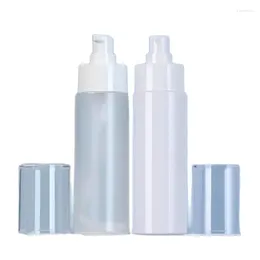 Storage Bottles 25Pcs 100ml Lotion Pump Bottle PET Plastic Empty Flat Shoulder Clear Forst Blue White Cosmetic Refillable Spray Mist